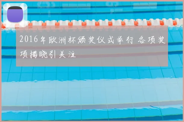 2016年欧洲杯颁奖仪式举行 各项奖项揭晓引关注